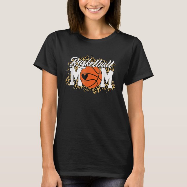 Camiseta Mamá de baloncesto Leopard es una amante del básqu (Anverso)