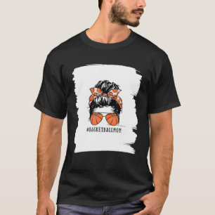 Camiseta Mamá de baloncesto Messy Bun Orgullosa Mama Basket