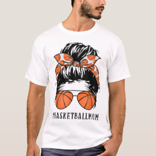 Camiseta Mamá de baloncesto Messy Bun Orgulloso Mamá Balonc