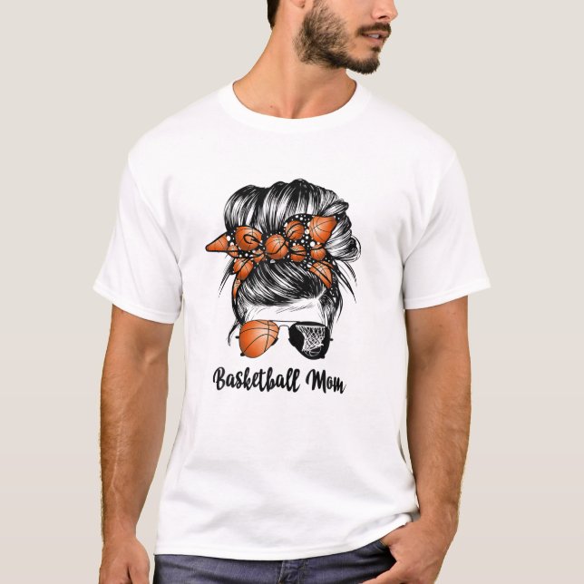 Camiseta Mamá de baloncesto Messy Bun Orgulloso Mamá Balonc (Anverso)
