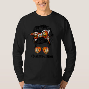 Camiseta Mamá de baloncesto Messy Bun Orgulloso Mamá Balonc
