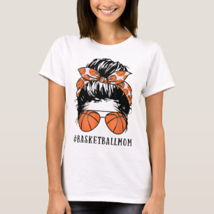 Camiseta Mamá de baloncesto Messy Bun Orgulloso Mamá Balonc