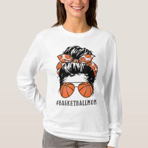 Camiseta Mamá de baloncesto Messy Bun Orgulloso Mamá Balonc