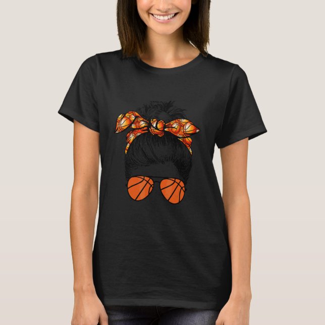 Camiseta Mamá de baloncesto Messy Bun Orgulloso Mamá Balonc (Anverso)