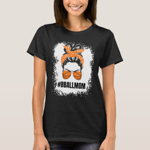 Camiseta Mamá de baloncesto Messy Bun Orgulloso Mama Bball