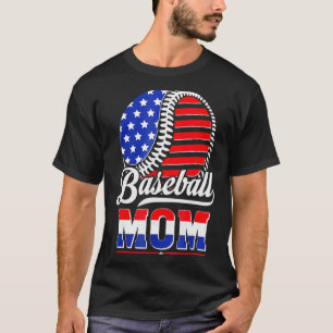 Camiseta Mamá de Béisbol Bandera Americana Madre