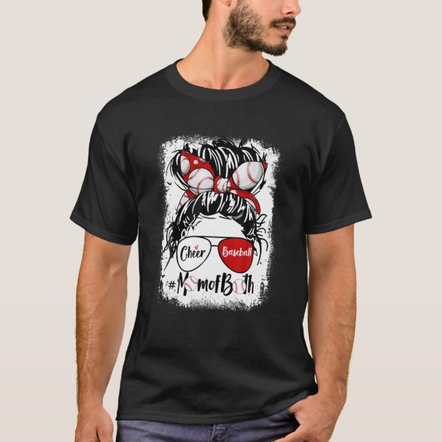Camiseta Mamá De Béisbol Con Ambos Lentes De Cabello De Bun (Anverso)