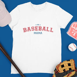 Camiseta Mamá de béisbol en rojo y azul