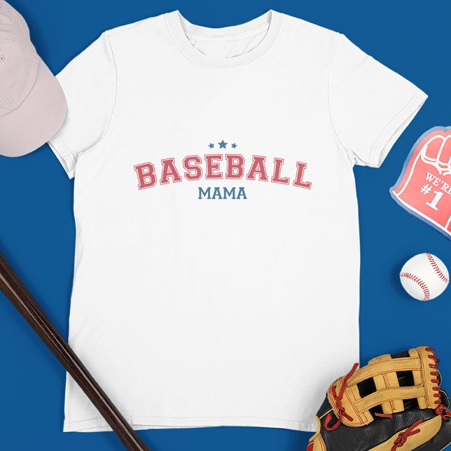 Camiseta Mamá de béisbol en rojo y azul (Subido por el creador)