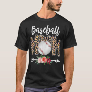 Camiseta Mamá de béisbol leopardo divertida mamá de sóftbol