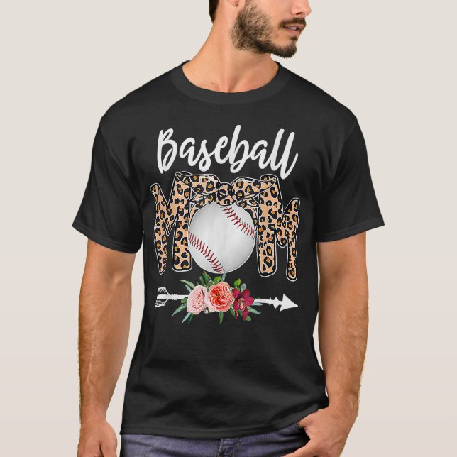 Camiseta Mamá de béisbol leopardo divertida mamá de sóftbol (Anverso)