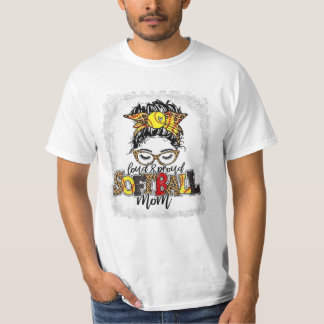 Camiseta Mamá de béisbol Messy Bun Hair