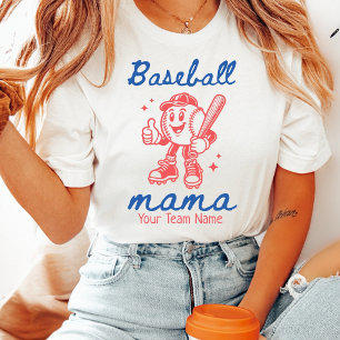 Camiseta Mamá de béisbol personalizada y personaje de béisb
