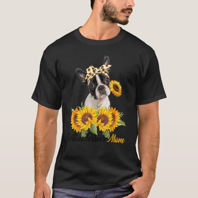 Camiseta Mamá de Boston Terrier Mom Sunflower Summer Dog Ma (Anverso)