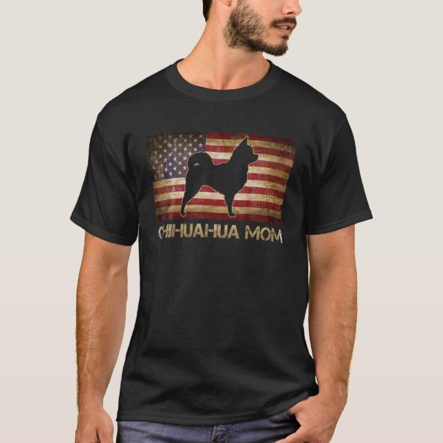 Camiseta Mamá de Chihuahua vintage bandera estadounidense p (Anverso)