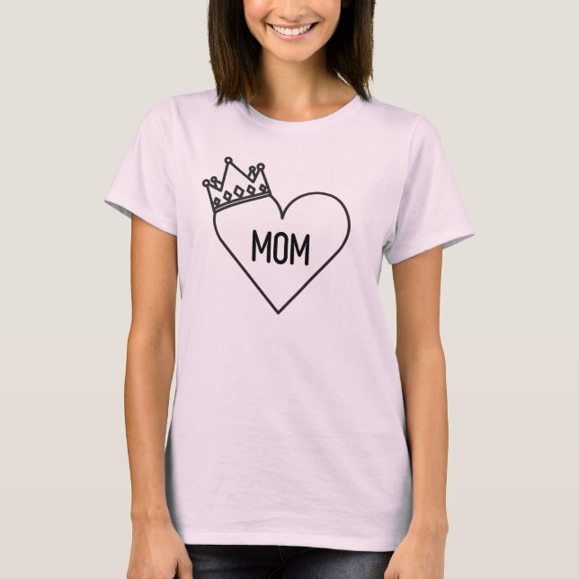 Camiseta Mamá (de corazón con corona) (Anverso)