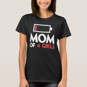 Camiseta Mamá De Cuatro Chicas Cansada Madre Con Cuatro Hij