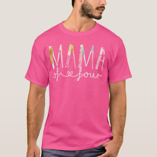 Camiseta Mamá de cuatro Diseño floral lindo Mamá de 4 Madre