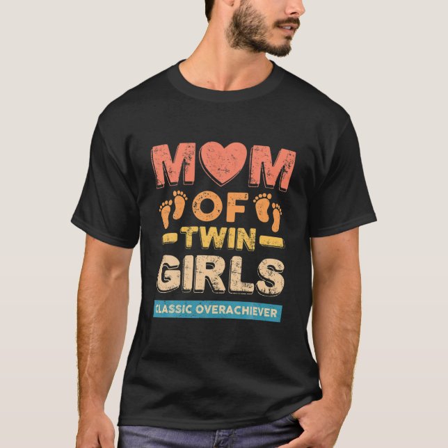 Camiseta Mamá De Dos Chicas Gemelos Clásico Sobreviviente T (Anverso)