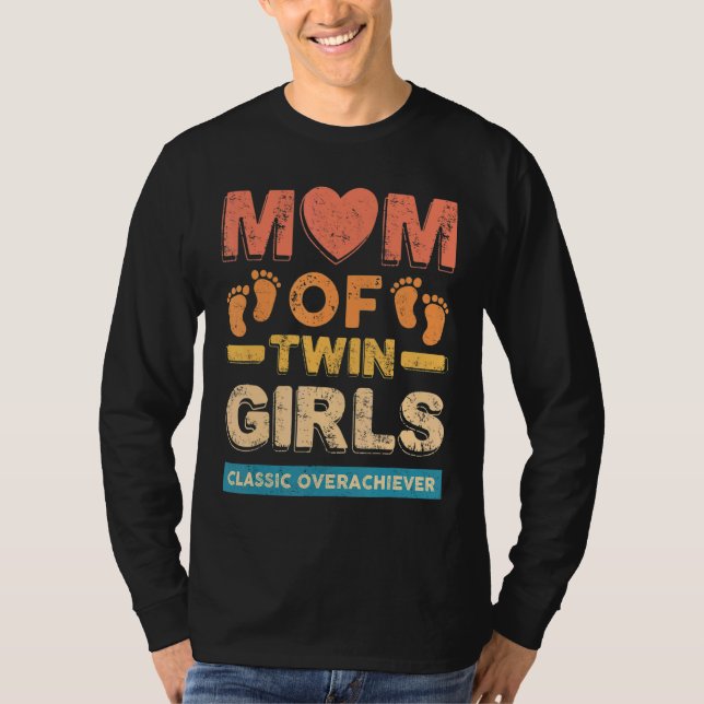 Camiseta Mamá De Dos Chicas Gemelos Clásico Sobreviviente T (Anverso)