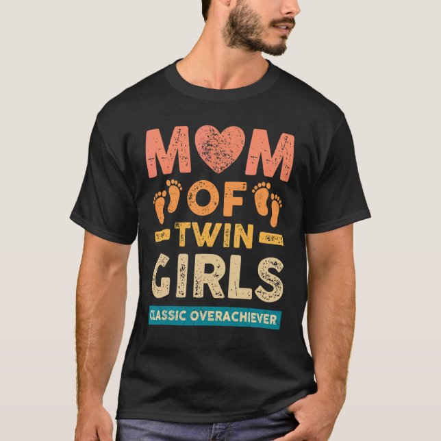Camiseta Mamá De Dos Chicas Gemelos Clásico Sobreviviente T (Anverso)