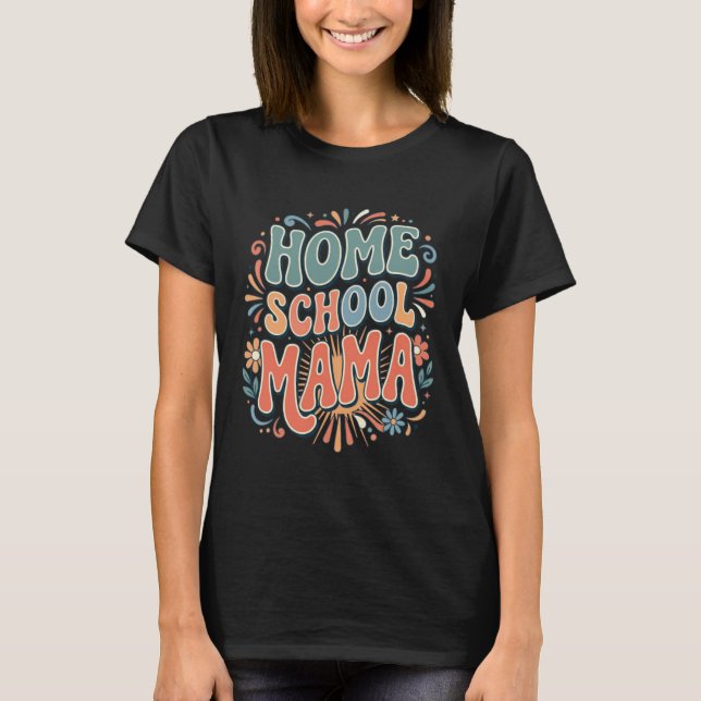 Camiseta Mamá de escuela en casa Boho Arcoíris con corazón (Anverso)