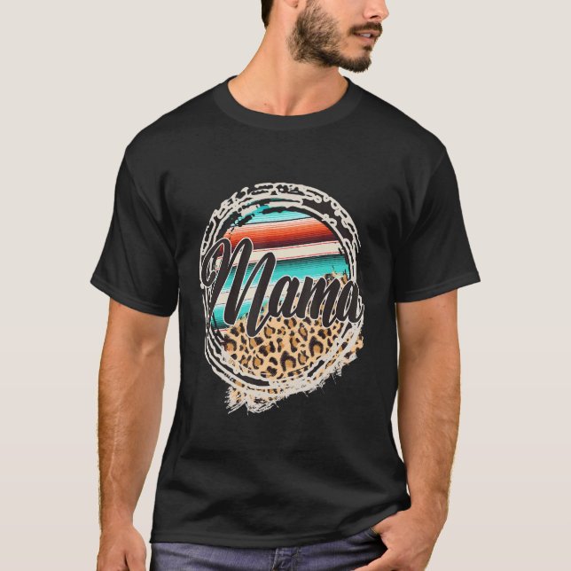Camiseta Mamá de estampado de vaca leopardo Serape Imprimir (Anverso)