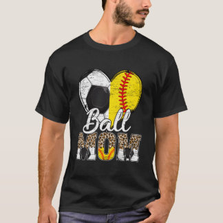 Camiseta Mamá de Fútbol Americano Ella Mamá de Sóftbol Leop