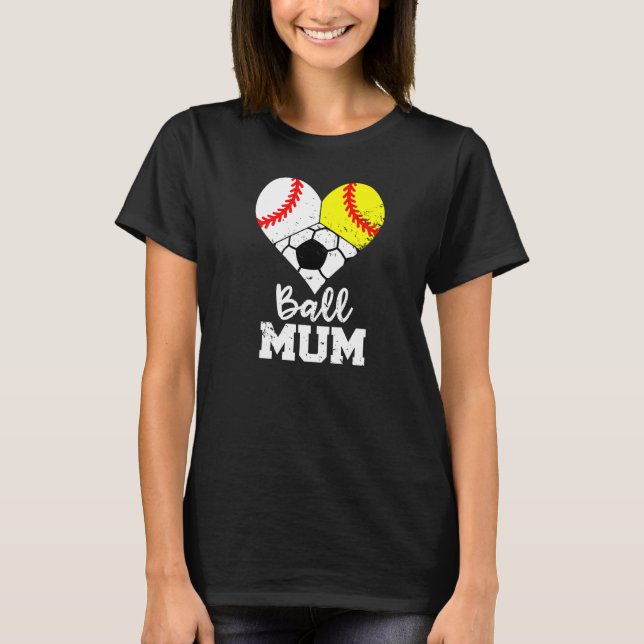Camiseta Mamá de fútbol de baloncesto de Mamá de bolas de b (Anverso)