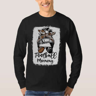 Camiseta Mamá de fútbol leopardo vintage moño desordenado d