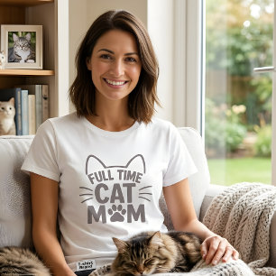 Camiseta Mamá de Gato a Tiempo Completo Regalo para Amante 