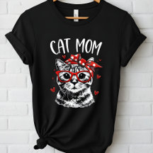 Mamá de gato divertida con gafas y bandana Mujer
