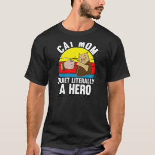 Camiseta Mamá de gato femenina silenciosa literariamente un