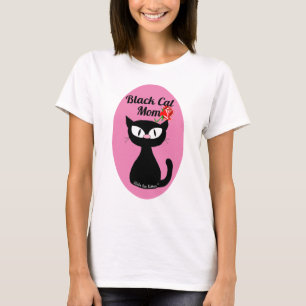 Camiseta Mamá de gato negro cortada Personalizado gato negr