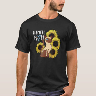 Camiseta Mamá de gatos siameses floridas girasoles
