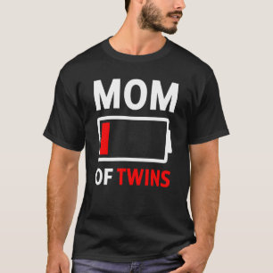 Camiseta Mamá De Gemelos Con Batería Baja, Mamá Gemela