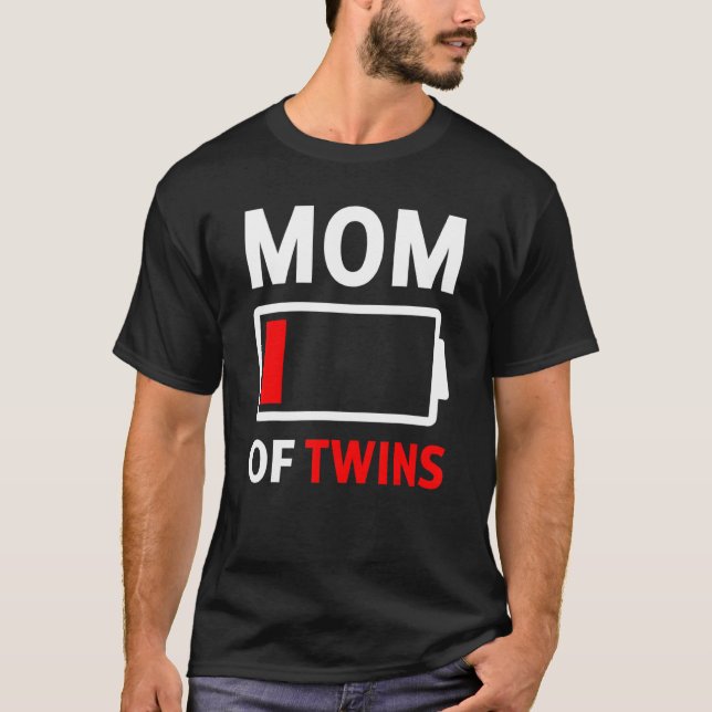 Camiseta Mamá De Gemelos Con Batería Baja, Mamá Gemela (Anverso)