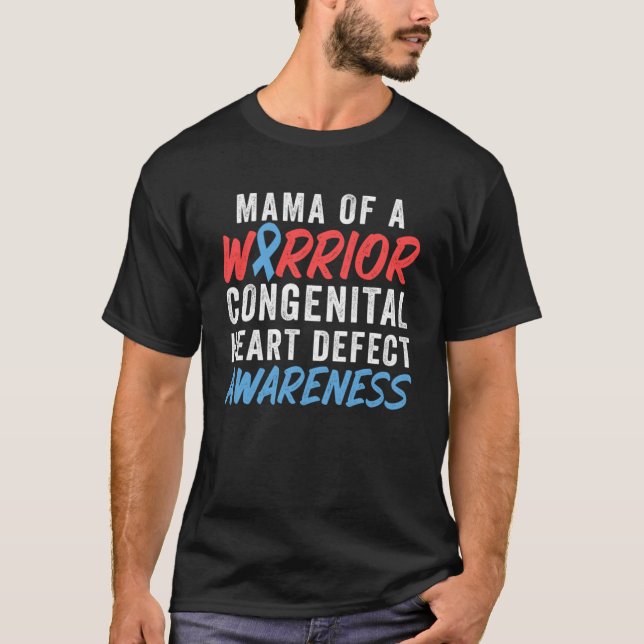 Camiseta Mamá De Guerrero Corazón Congénita Dañar Concienci (Anverso)