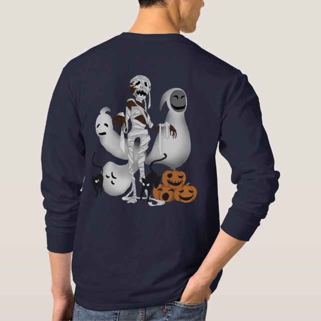 Camiseta Mamá de Halloween con gatos gitanos y hombres fant (Reverso)