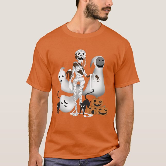 Camiseta Mamá de Halloween con gatos gitanos y hombres fant (Anverso)