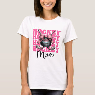 Camiseta Mamá de hockey Mamá de hockey Día de la Madre Rosa