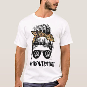 Camiseta Mamá de hockey Messy Bun, mamá de vida desordenada