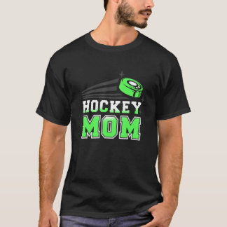 Camiseta Mamá de hockey sobre hielo gráfico Green Puck