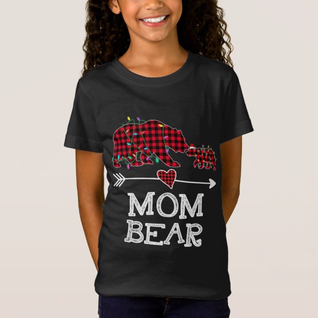 Camiseta Mamá de la caña roja de oso familia de búfalos Mam (Anverso)