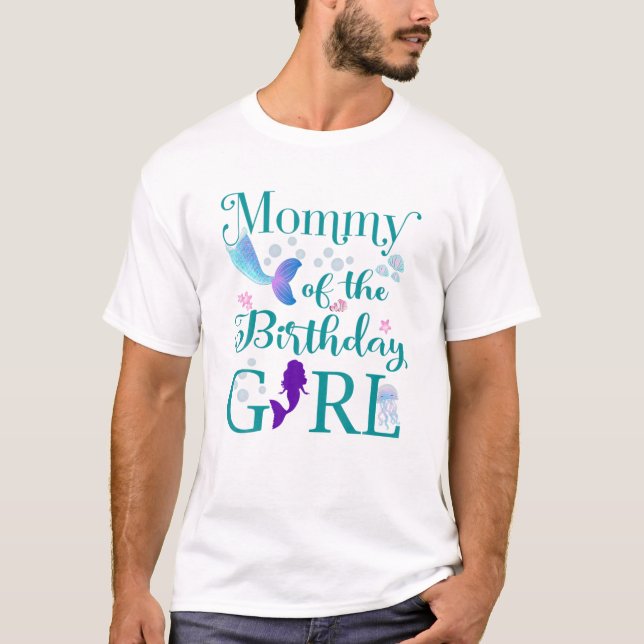 Camiseta Mamá De La Chica De Cumpleaños Mamá Sirena Primer  (Anverso)