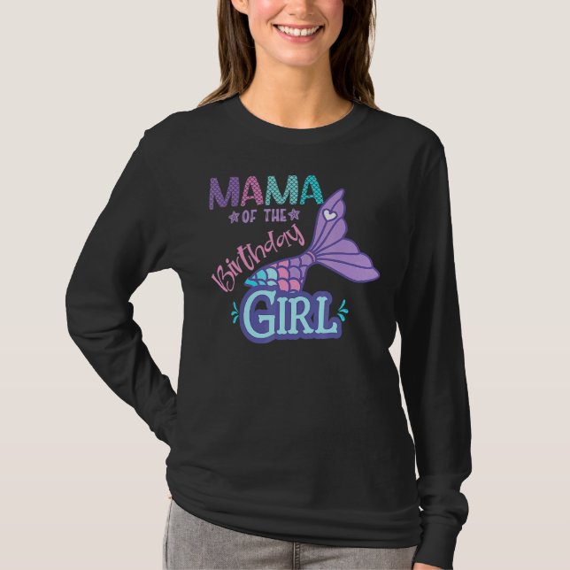 Camiseta Mamá De La Chica De Cumpleaños Tema De La Sirenita (Anverso)