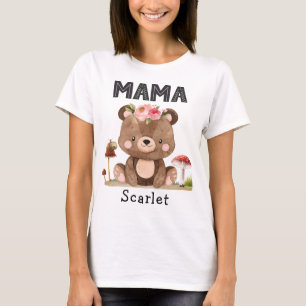 Camiseta Mamá de la Chica de cumpleaños Wodland bebé oso T-