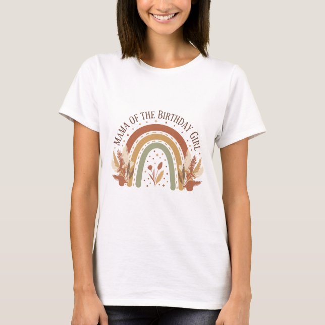 Camiseta Mamá de la Cumpleañera Boho Cumpleaños Arcoíris (Anverso)
