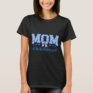 Camiseta Mamá de la cumpleañera floral chinoiserie azul