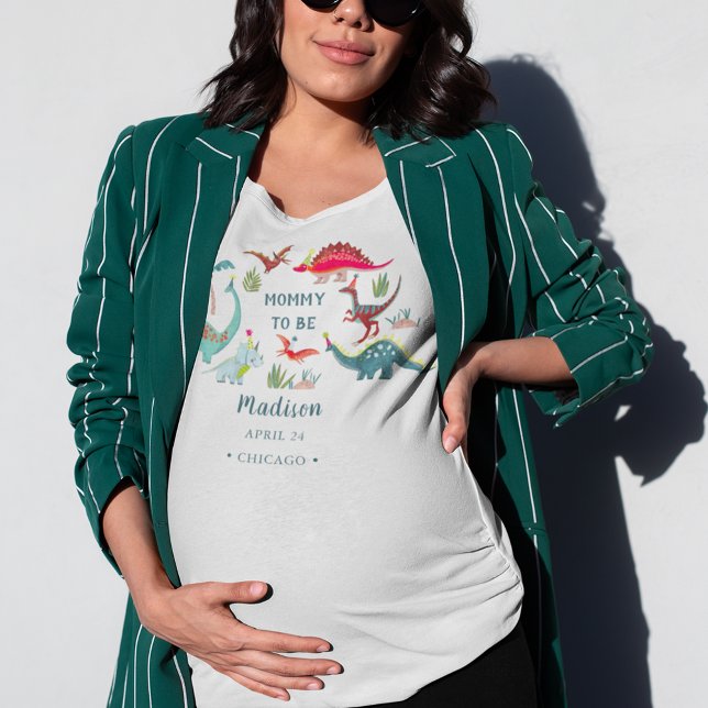 Camiseta Mamá de la ducha de bebé azul de los dinosaurios p (Mommy to be dinosaur t-shirt)